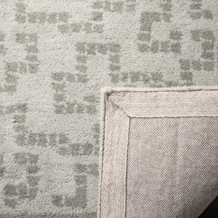 Rainwater Blue Hand-Tufted Wool Geometric Runner Rug