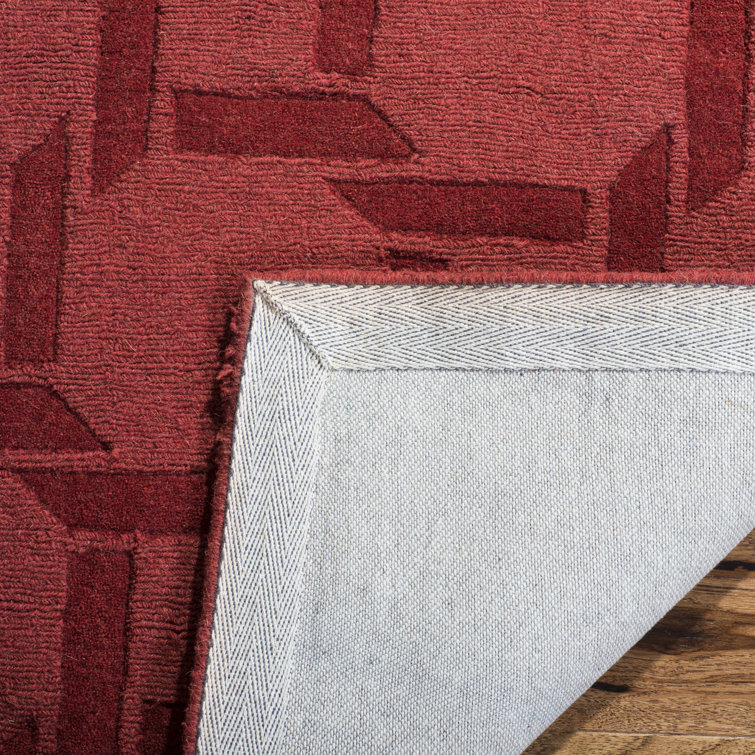 Sealing Wax Red Hand-Tufted Wool Geometric Area Rug 5' x 8'
