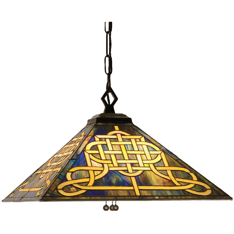 17" Mahogany Bronze Stained Glass Pendant Light