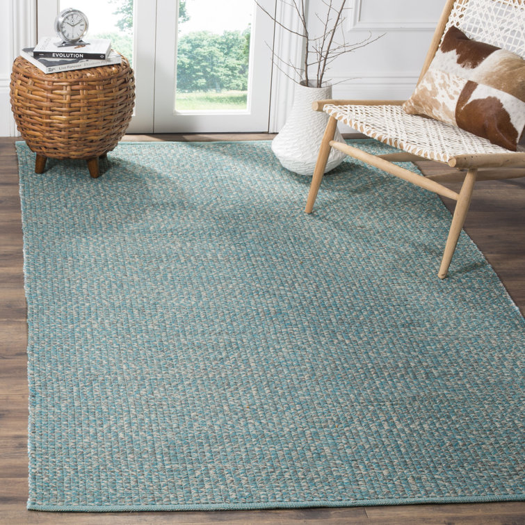 Montauk 8' Round Blue Cotton Handmade Reversible Rug