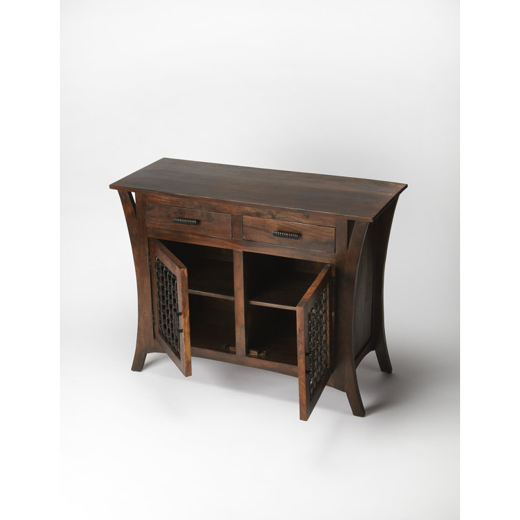Ako Dark Brown Mango Wood Console Chest with Iron Hardware