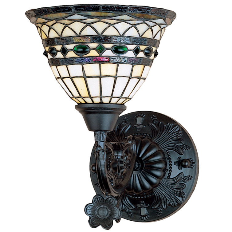 Mahogany Bronze Tiffany Glass Bell Shade Sconce