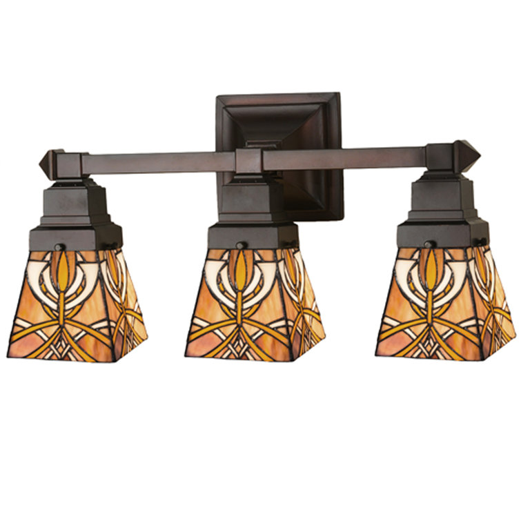 Mackintosh Inspired White and Bronze 3-Light Vanity Sconce