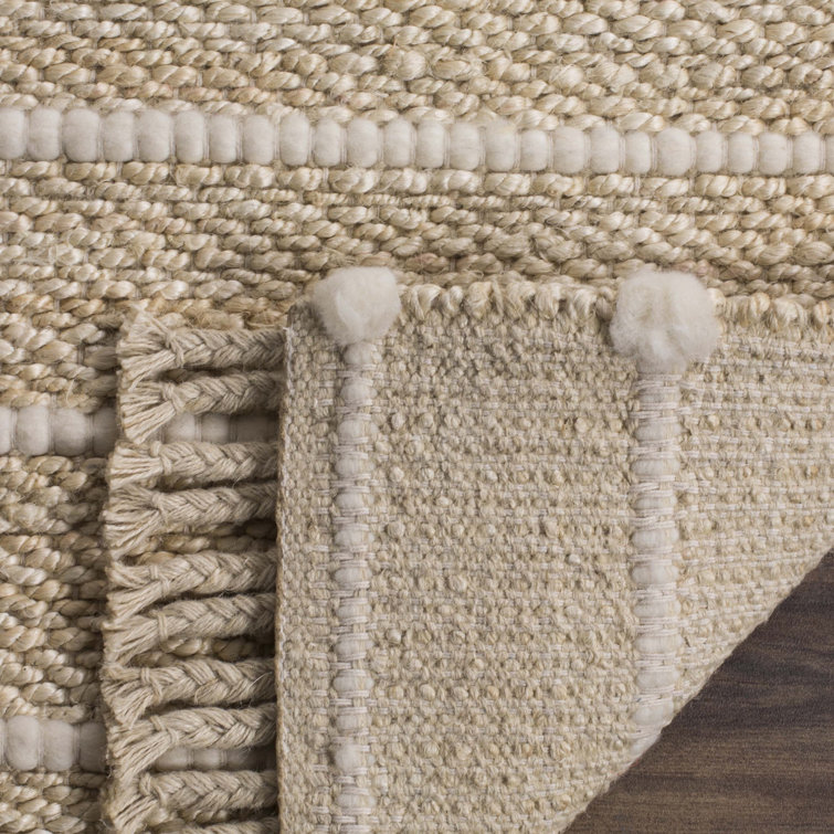 Ivory Stripe Hand-Woven Wool Blend 8' x 10' Area Rug