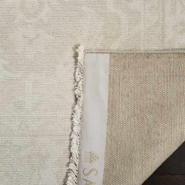 Hand-Knotted Ivory Wool Oushak 6' x 9' Rectangular Area Rug