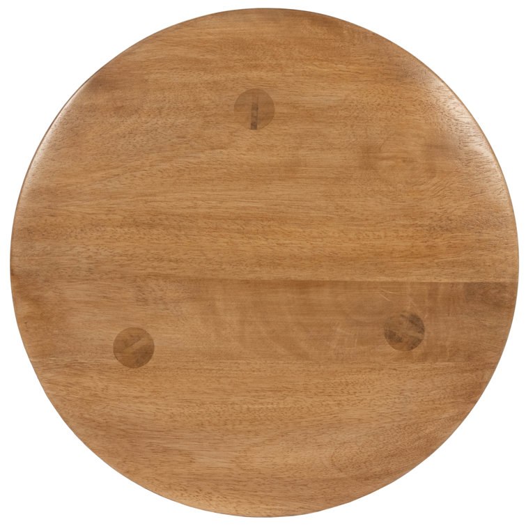Warm Natural Wood Round Accent Table with Sculpted Legs