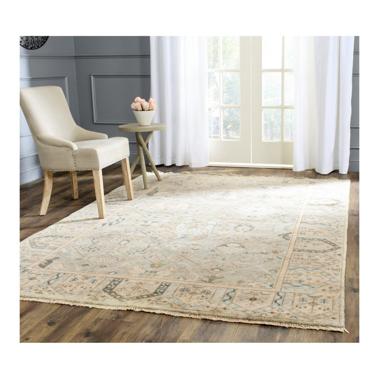 Ivory Hand-Knotted Wool 6' x 9' Area Rug