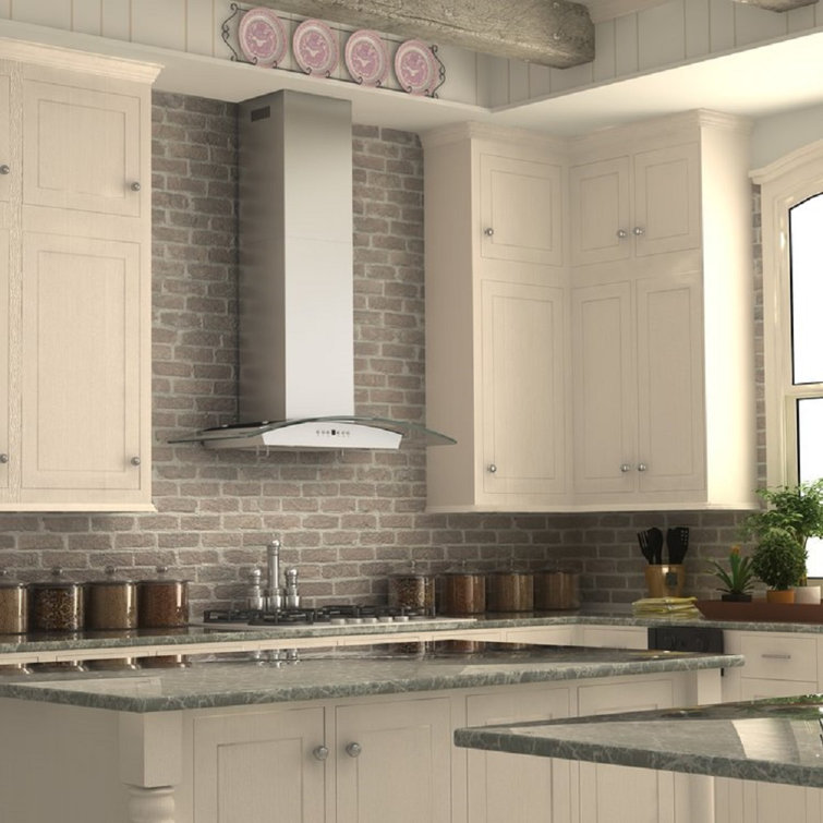 30" Stainless Steel Convertible Wall Mount Range Hood with Glass Canopy