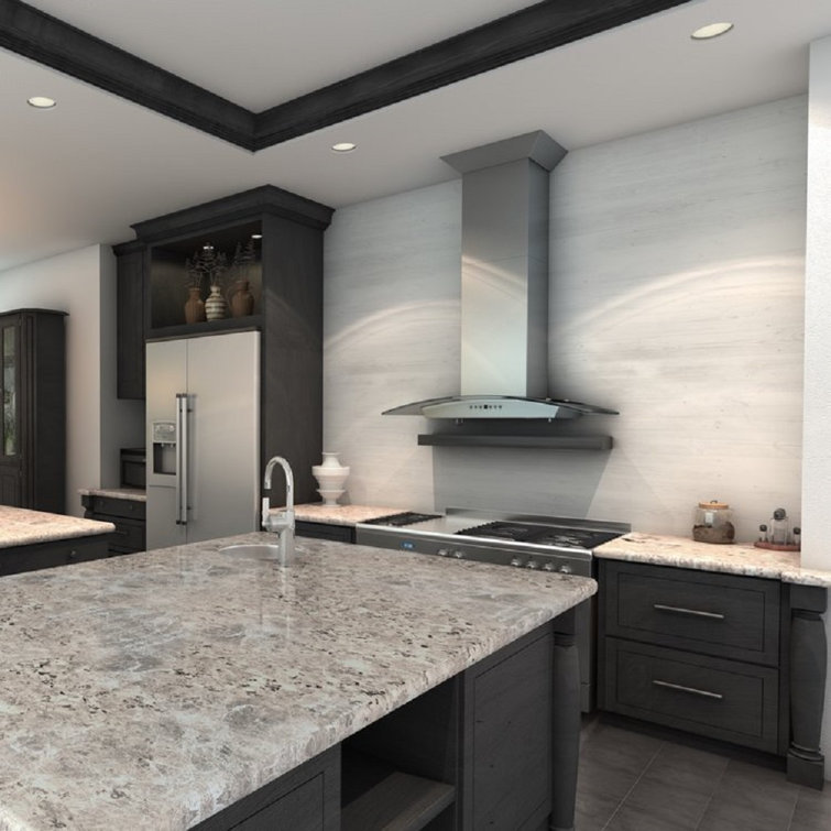 30" Stainless Steel Convertible Wall Mount Range Hood with Glass Canopy