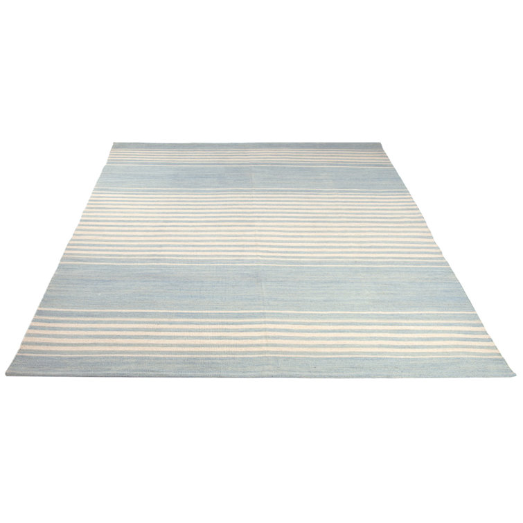 Coastal Stripe Handwoven Blue Wool 2' x 3' Area Rug