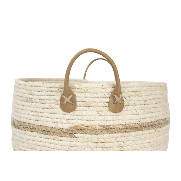 Hand Woven Round Wicker Storage Basket Set with Handles