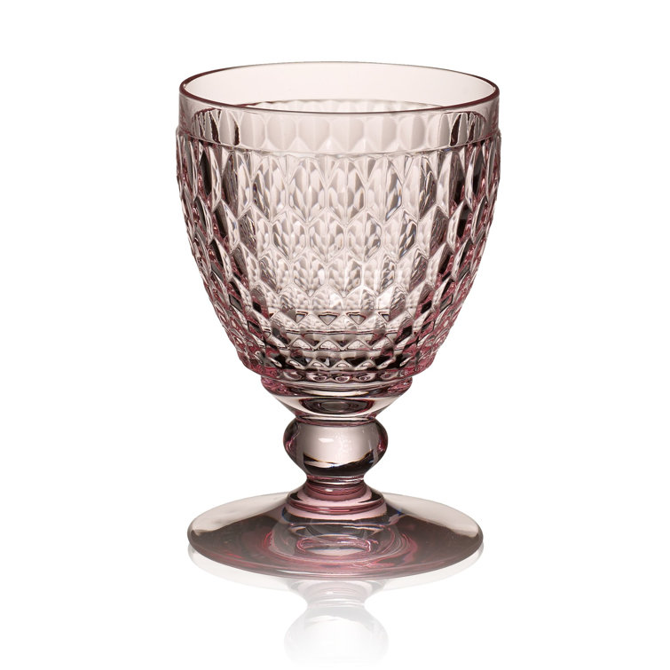 Boston Clear Crystal Goblet Set with Honeycomb Pattern