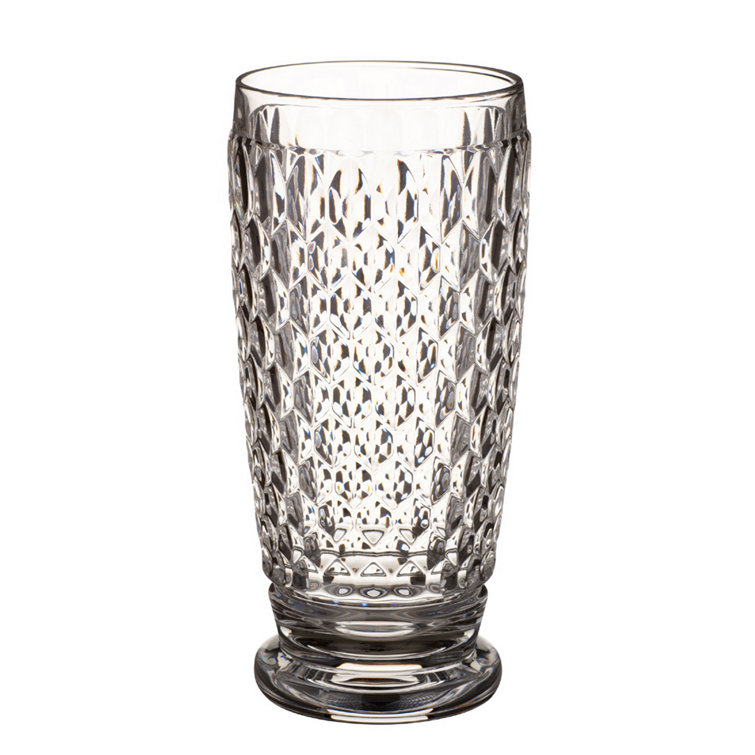 Boston Clear Faceted Crystal Highball Glasses, Set of 4