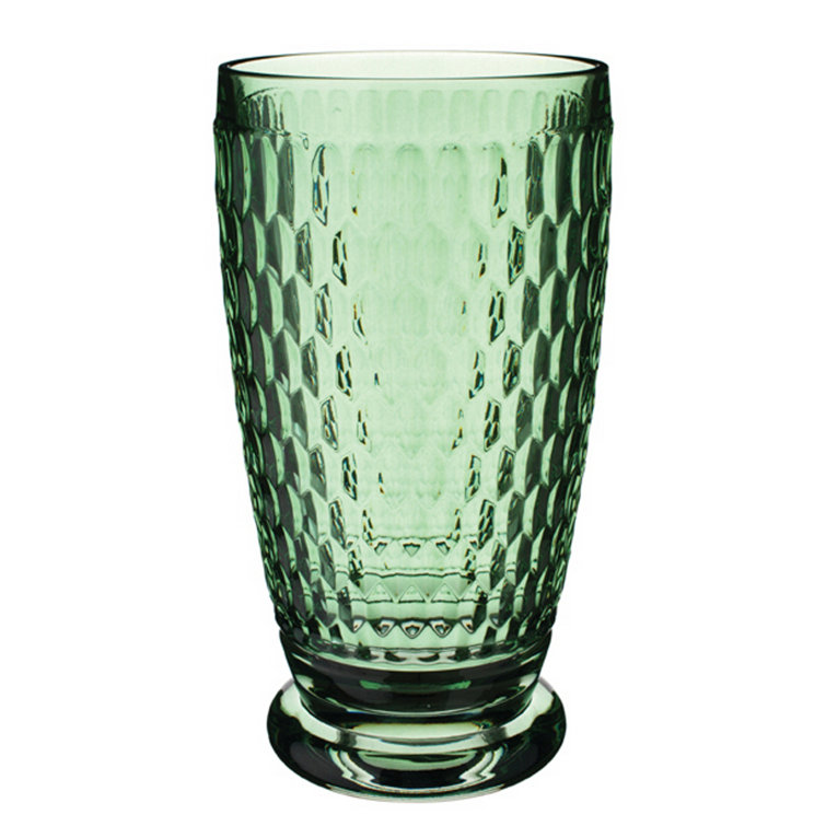 Set of 4 Dark Olive Green Lead-Free Crystal Highball Glasses