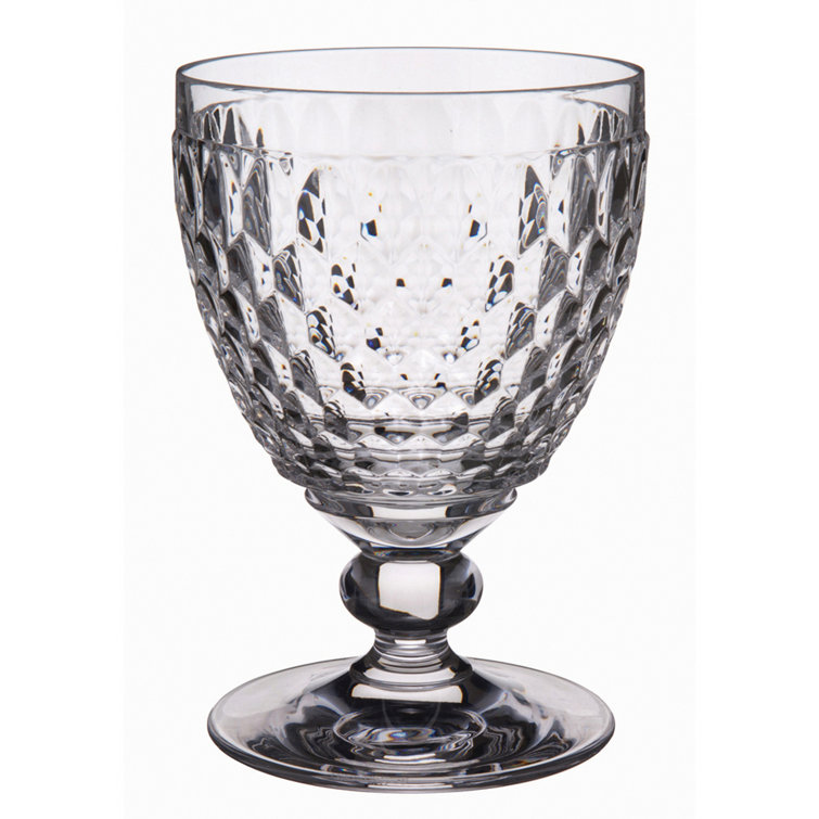Boston Clear Crystal Goblet Set with Honeycomb Pattern