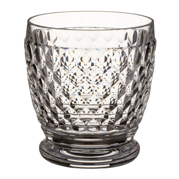 Clear Faceted Crystal Glass Tumbler Set, 7 oz, Dishwasher Safe