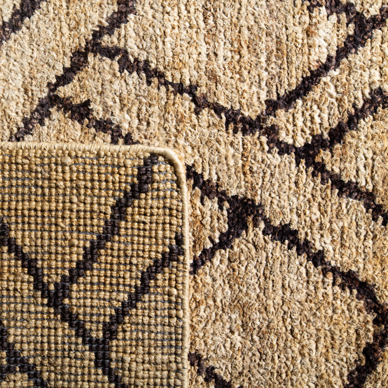 Fairfield Hand-Knotted Black/Brown Wool-Cotton Blend 9' x 12' Rug
