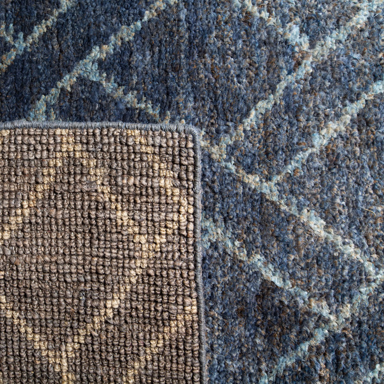 Indigo Denim Hand-Knotted Wool Area Rug, 2' x 3'