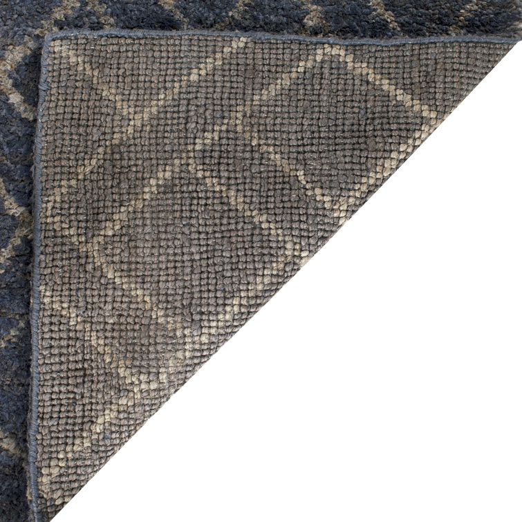 Indigo Denim Hand-Knotted Wool Area Rug, 2' x 3'