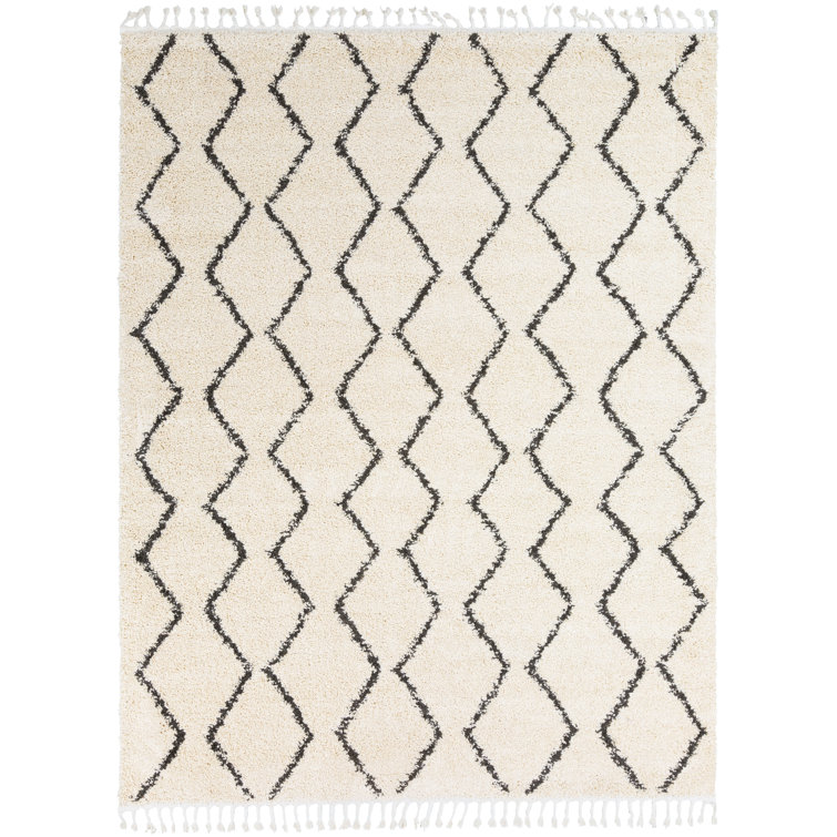 Charcoal and Light Beige Braided Rectangular Synthetic Rug