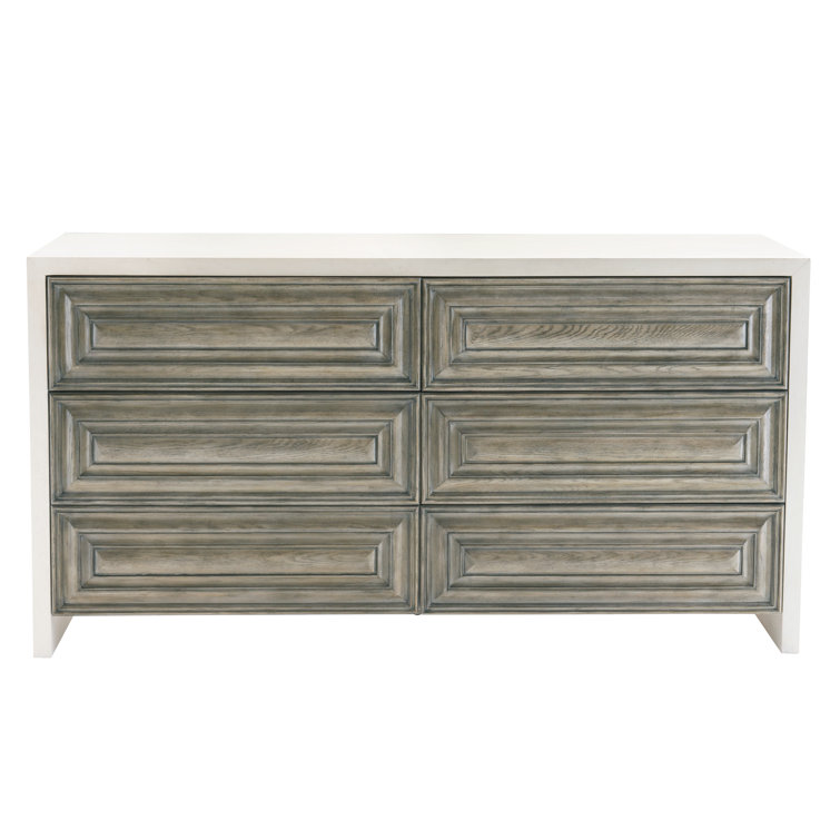 Goodman Transitional 6-Drawer White and Gray Dresser