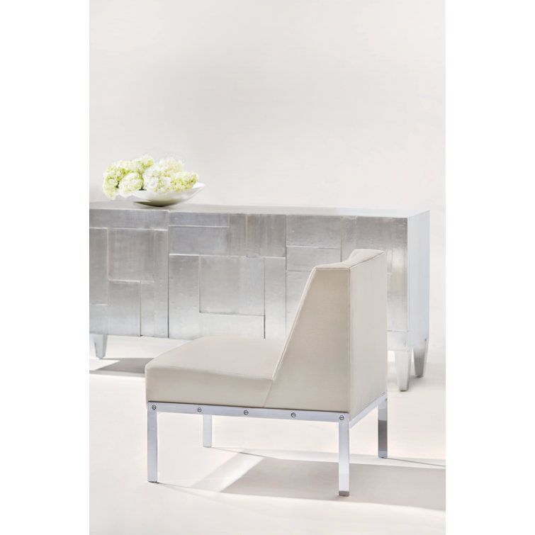 Black Teak and Nickel Transitional Entertainment Console with Cabinet