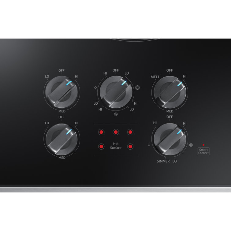 36" Black Ceramic 5-Burner Electric Cooktop with Stainless Steel Frame