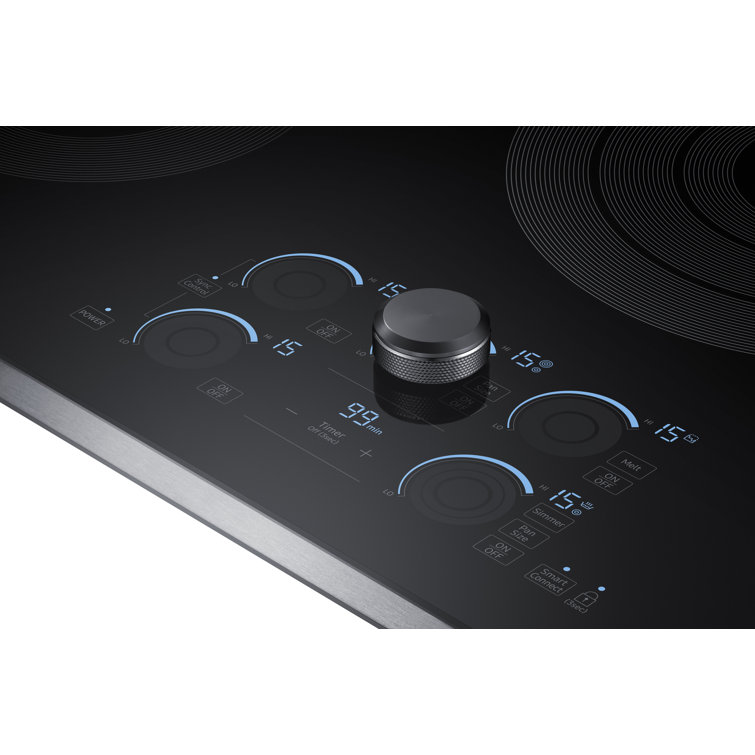 36" Black Ceramic Electric Cooktop with Stainless Steel Frame