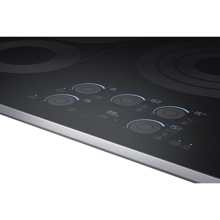 36" Black Ceramic Electric Cooktop with Stainless Steel Frame