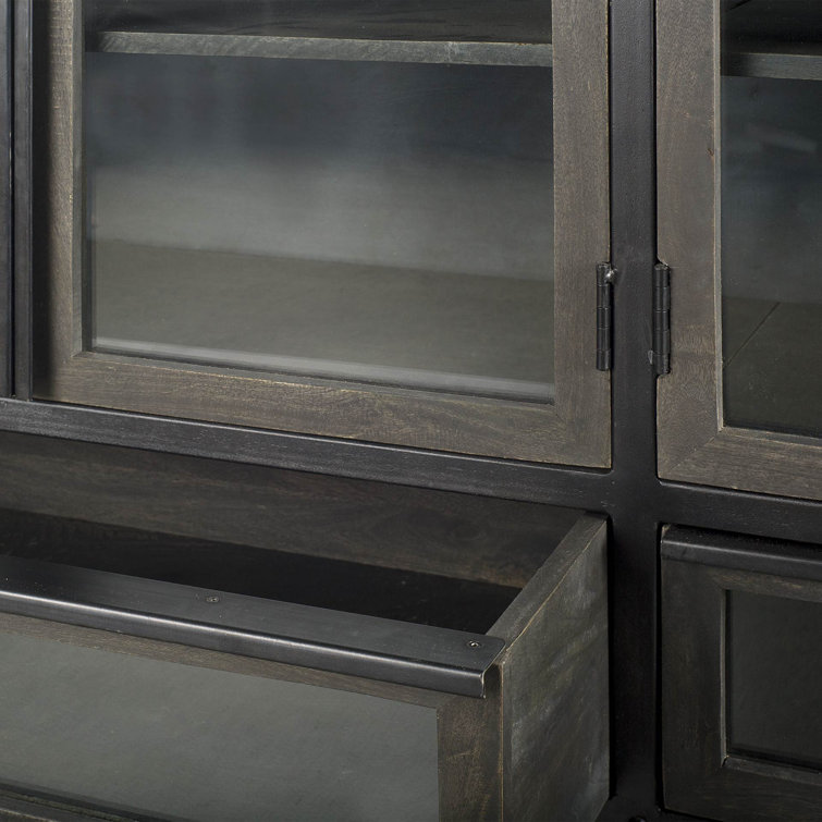 Fuanai Antique-Style Metal and Wood 4-Door Sideboard