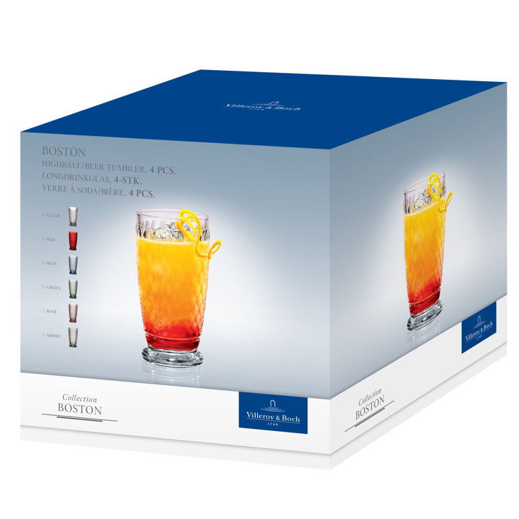 Villeroy & Boch Red Crystal Highball Glass Set of 4