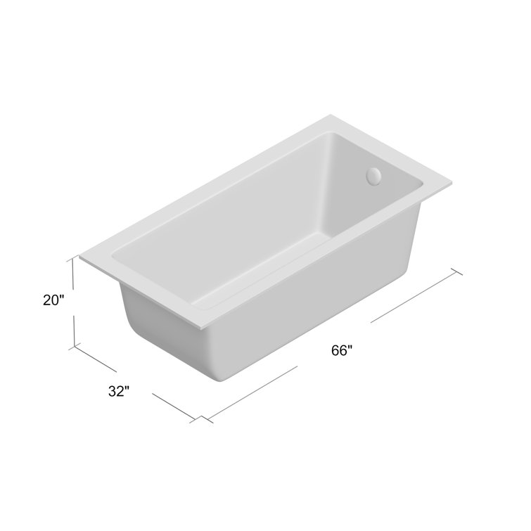 Alcove 70" White Acrylic Soaking Bathtub