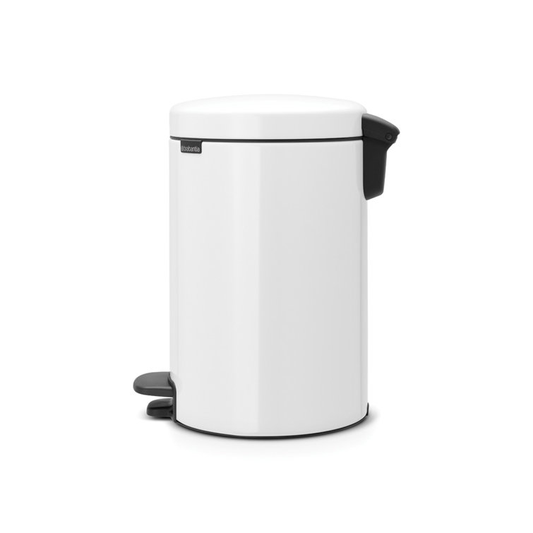 White Plastic Round Pedal Trash Can, 20 Liters