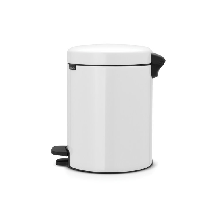 White Plastic Round Pedal Trash Can, 20 Liters