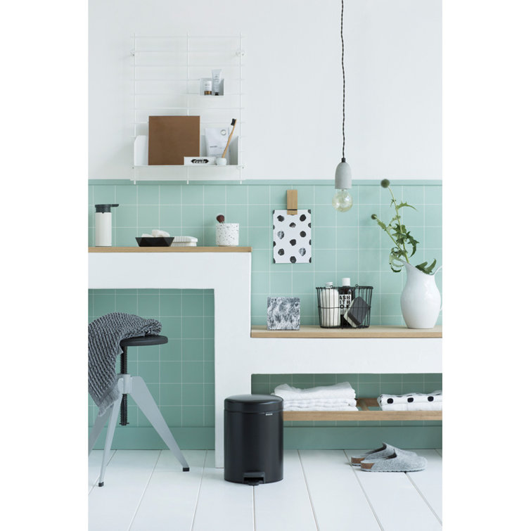 Matte Black Plastic Round Pedal Bin with Soft Closure