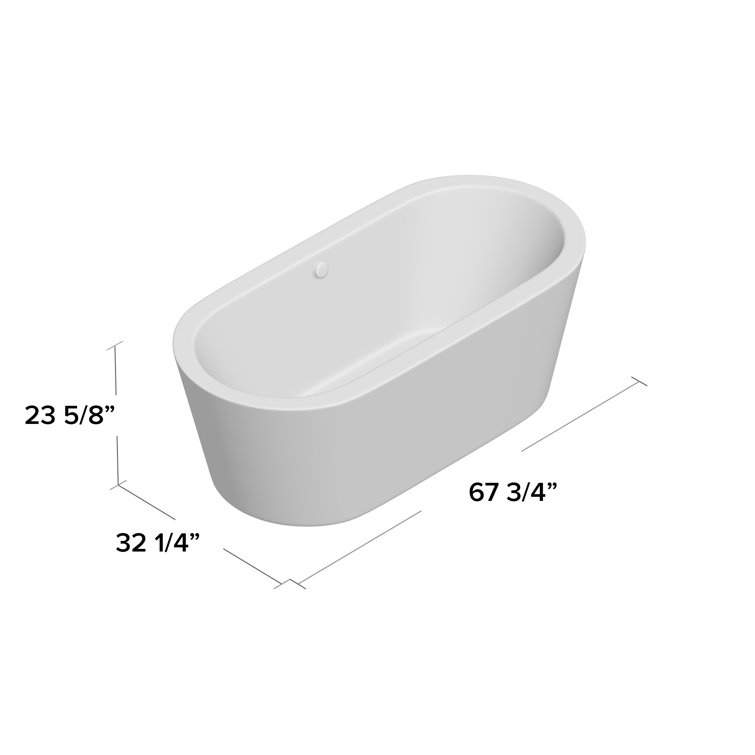67.7'' White Acrylic Freestanding Soaking Bathtub