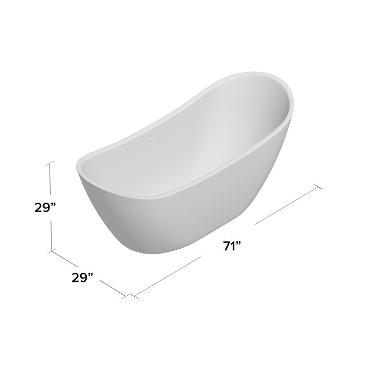 White Acrylic 71" Freestanding Soaking Bathtub with Chrome Drain