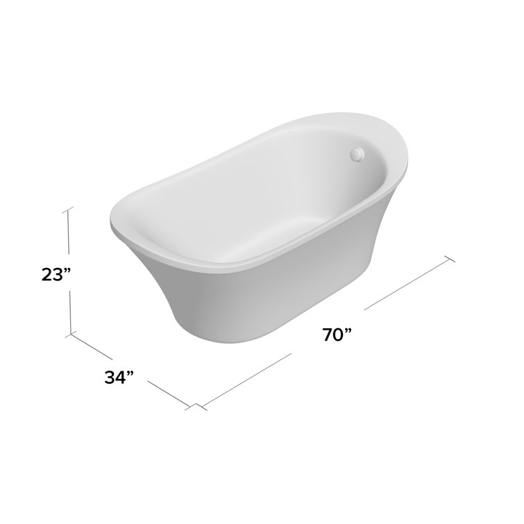 Vanity Art 70" White Acrylic Freestanding Soaking Bathtub