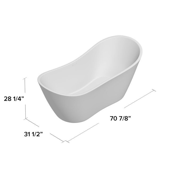 Ophelia 71" White Acrylic Freestanding Soaking Bathtub