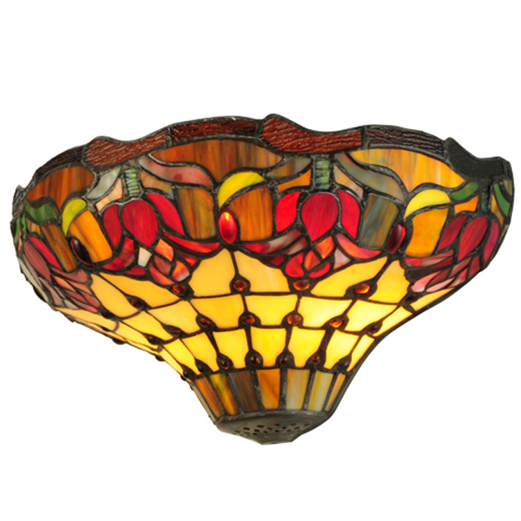 Victorian Tiffany Stained Glass 2-Light Wall Sconce