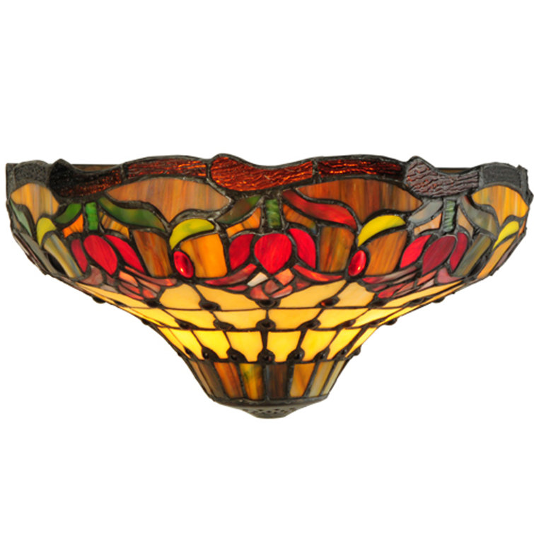 Victorian Tiffany Stained Glass 2-Light Wall Sconce