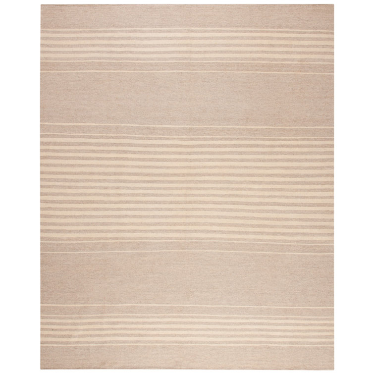 Modern Striped Handwoven Wool 9' x 12' Area Rug in Neutral Tones
