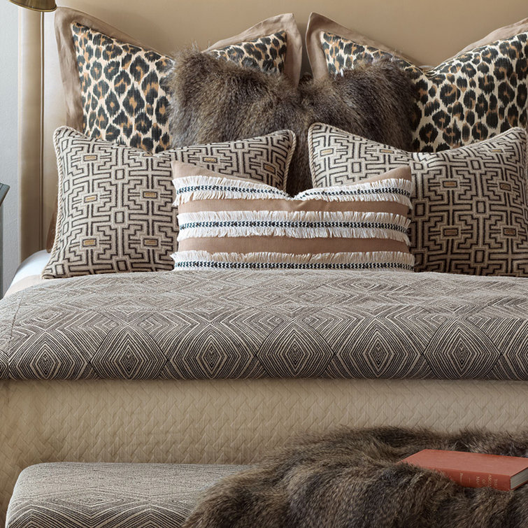 Naya Breeze Beige and White Linen Striped Lumbar Pillow