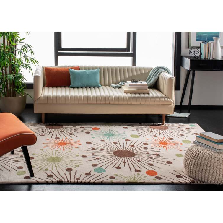 Ivory and Multi Floral Tufted Wool Area Rug
