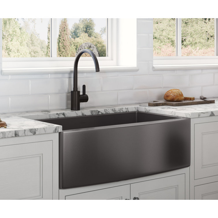 Gunmetal Black Stainless Steel Farmhouse Apron-Front Kitchen Sink