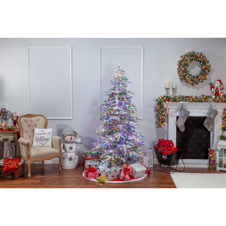6.5' Flocked Mountain Pine Pre-Lit Christmas Tree with LED Lights