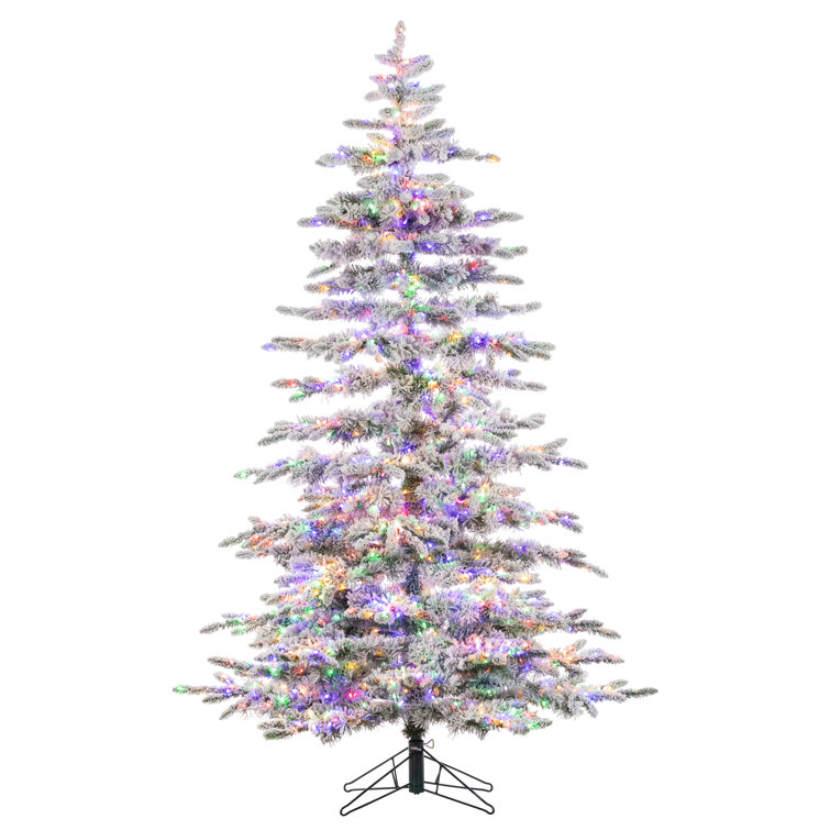 6.5' Flocked Mountain Pine Pre-Lit Christmas Tree with LED Lights