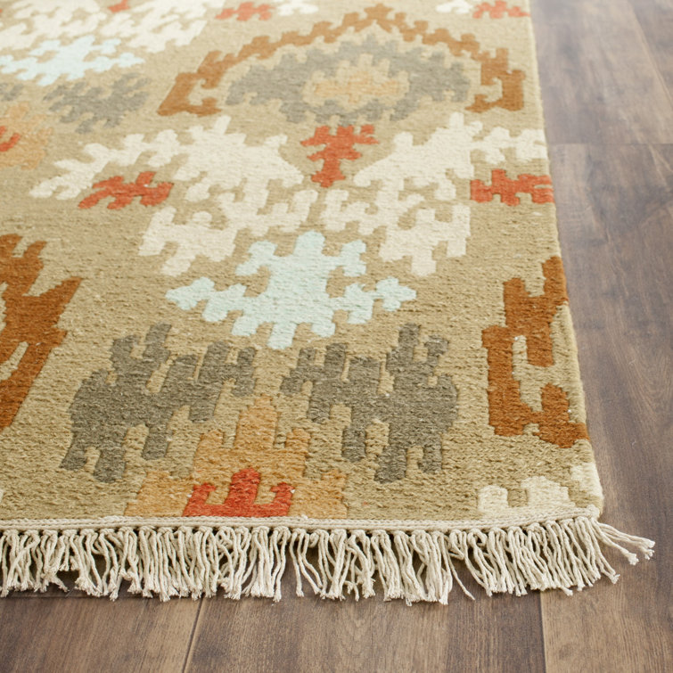 Sumak 4' x 6' Sage Multicolor Wool Flat Woven Area Rug
