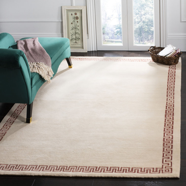 Athene Cream/Rose Hand-Knotted Wool & Silk 6' x 9' Rug