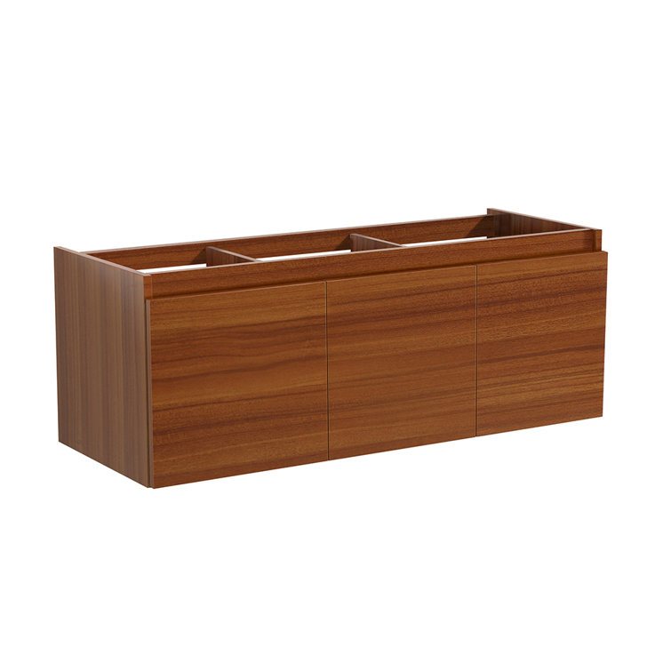 Teak 59" Wall-Mount Single Sink Modern Vanity Base